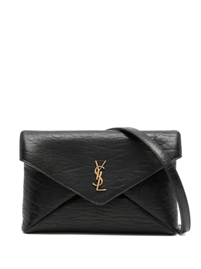 Saint Laurent Cassandre Chain Pouch In Lambskin In Black