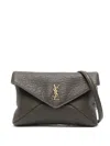 Saint Laurent Cassandre Chain Pouch In Lambskin In Green