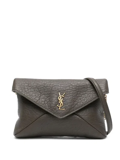 Saint Laurent Cassandre Chain Pouch In Lambskin In Green