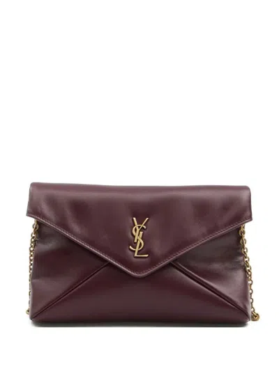 Saint Laurent Cassandre Chain Pouch In Shiny Leather Bags In Red