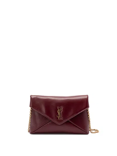 Saint Laurent `cassandre` Chain Pouch In Red