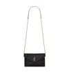Saint Laurent Cassandre Chain Pouch In Black
