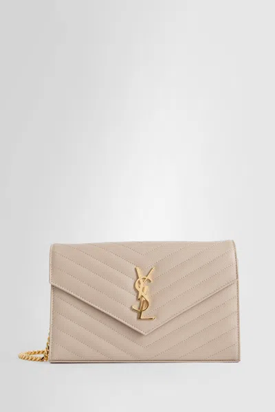 Saint Laurent Cassandre Chain Wallet In Sand