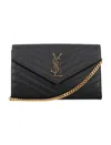 Saint Laurent Cassandre Chain Wallet In Gray