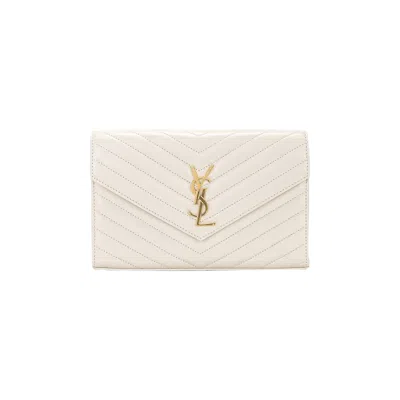 Pre-owned Saint Laurent Cassandre Chain Wallet 'blanc Vintage' | White | Women's Size Onesize