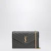 Saint Laurent Cassandre Chain Wallet In Dark Grey In Brown