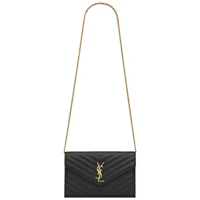 Pre-owned Saint Laurent Cassandre Chain Wallet 'noir' | Black | Women's Size Onesize