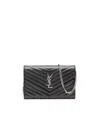 Saint Laurent Cassandre Chain Wallet Shoulder Bag In Black