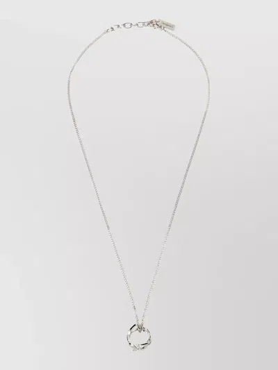 Saint Laurent Cassandre Charm Chain Necklace In Silver