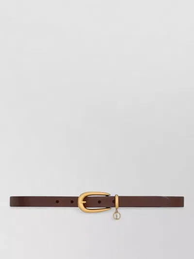 Saint Laurent Cassandre Charm Leather Belt Elongated Buckle