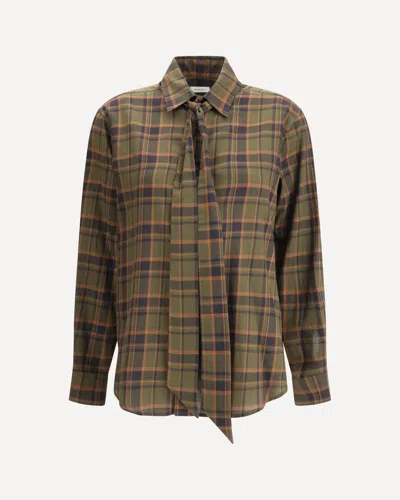 SAINT LAURENT CASSANDRE CHECK LAVALLIÈRE SHIRT
