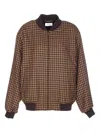 Saint Laurent Cassandre Checked Bomber Jacket In Brown