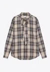 Saint Laurent Cassandre Checked Buttoned Shirt In Gray