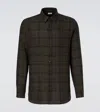 Saint Laurent Button-down Shirt With Curved Hem And Pocket In Green