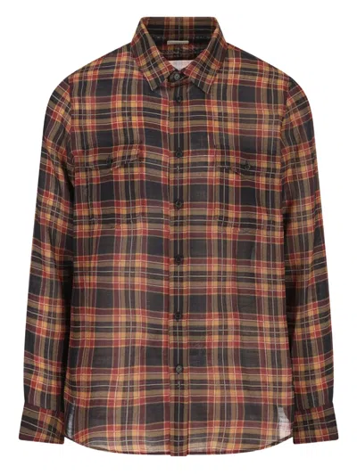 Saint Laurent Cassandre Checks Pocket Shirt In Multi
