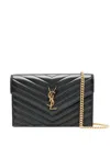 Saint Laurent Cassandre Chevron Chain Mini Bag In Black