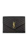 Saint Laurent Cassandre Chevron Leather Clutch Bag In Black