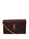 Saint Laurent Cassandre Chevron-quilted Chain Clutch Bag In Red