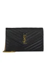 Saint Laurent Cassandre Classic Chain Clutch In Grain De Poudre Leather