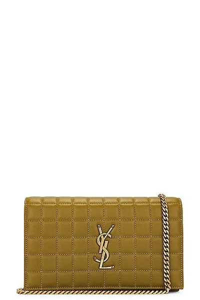 Saint Laurent Cassandre Classic Chain Wallet Bag In Vert Olive