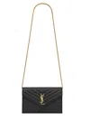 Saint Laurent Cassandre Envelope Chain Wallet In Black