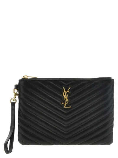 Saint Laurent 'cassandre' Clutch In Black