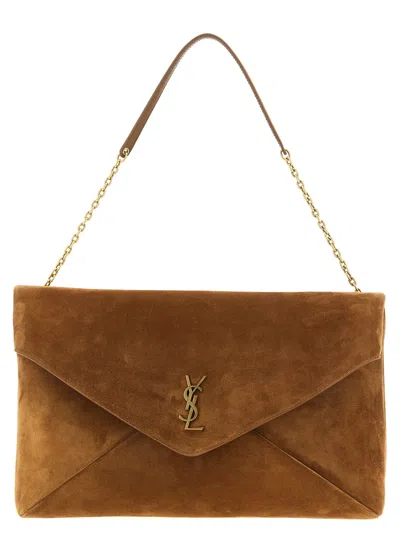 Saint Laurent Cassandre Clutch Brown In Gold