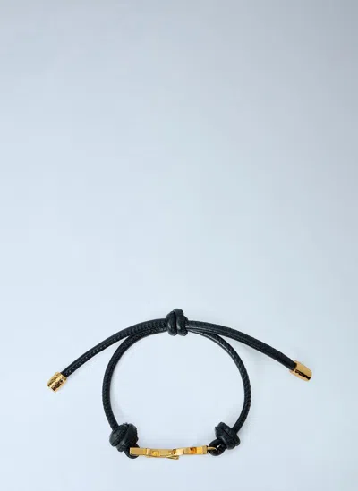 Saint Laurent Cassandre Cord Bracelet In Black