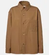 Saint Laurent Cassandre Cotton And Linen Overshirt In Brown