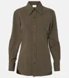 Saint Laurent Cassandre Cotton And Linen Shirt In Green