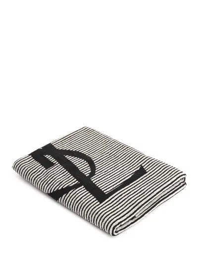 Saint Laurent Cassandre Cotton Beach Towel Swimwear Beige In Multi