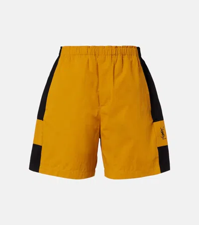 Saint Laurent Cassandre Cotton Bermuda Shorts In Yellow