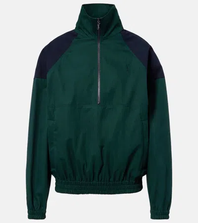 Saint Laurent Cassandre Cotton Canvas Half-zip Jacket In Green