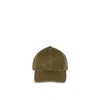 Saint Laurent Ysl Washed Denim Baseball Hat In Khaki
