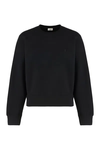 SAINT LAURENT CASSANDRE COTTON CREW-NECK SWEATSHIRT