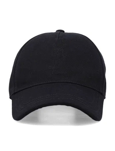 Saint Laurent Cassandre Cotton Denim Cap In Metallic