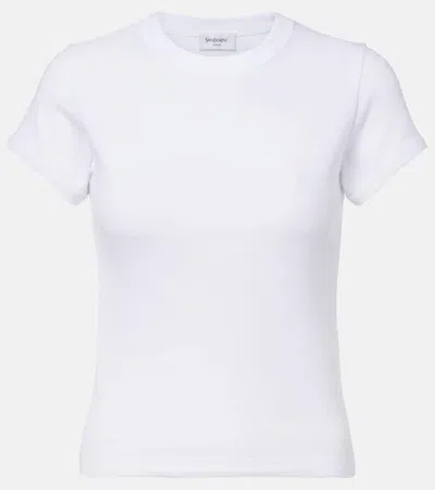 Saint Laurent Cassandre Cotton Jersey T-shirt In White