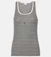 Saint Laurent Striped Tank Top In Black