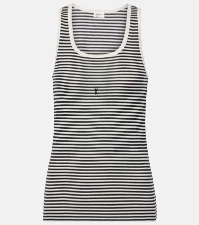Saint Laurent Cassandre Cotton Jersey Tank Top In Multi