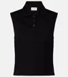 Saint Laurent Cassandre Cotton Piqué Top In Black
