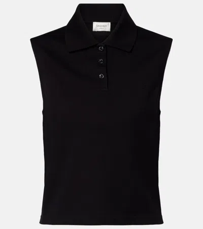 Saint Laurent Cassandre Cotton Piqué Top In Black