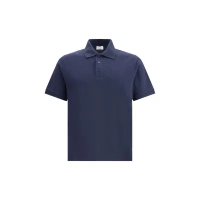 Saint Laurent Cassandre Cotton Polo Shirt In Blue