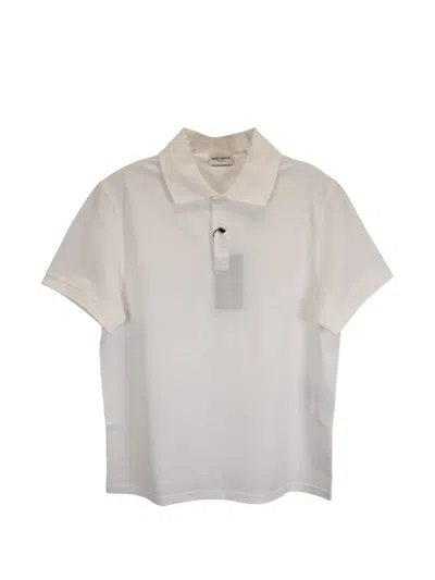 Pre-owned Saint Laurent Cassandre Cotton Polo Shirt In White