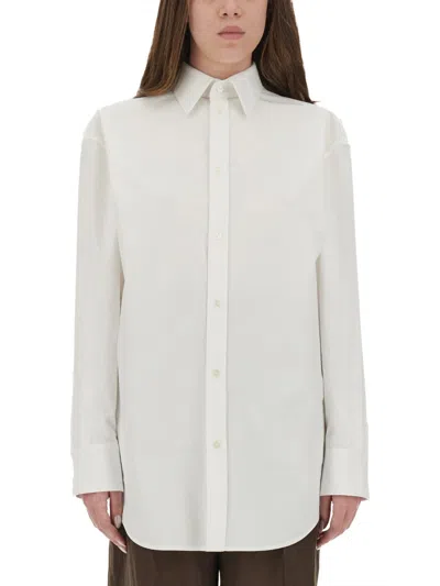 Saint Laurent Cassandre Cotton Poplin Shirt In White