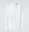Saint Laurent White Pointed Collar Long Sleeve Shirt In Cotton Man In White