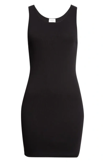 Saint Laurent Cassandre Cotton Rib Dress In Black