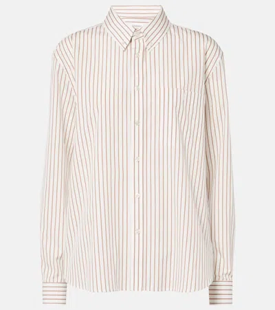 Saint Laurent Cassandre Cotton Shirt In Beige