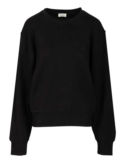 Saint Laurent Cassandre Cotton Sweatshirt Sweatshirts Black