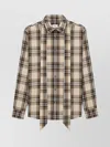 Saint Laurent Tartan Check Long-sleeved Shirt In Neutral