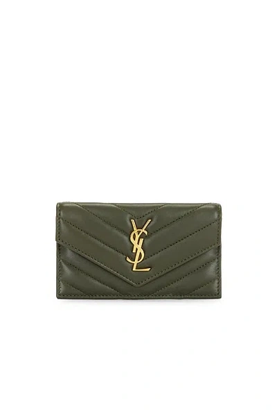 Saint Laurent Cassandre Credit Card Case In Brown